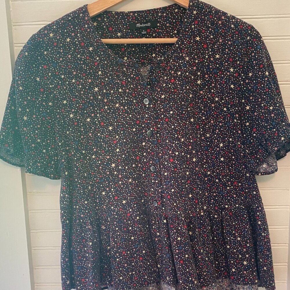 Madewell Studio Ruffle-Hem Top in Starry Night